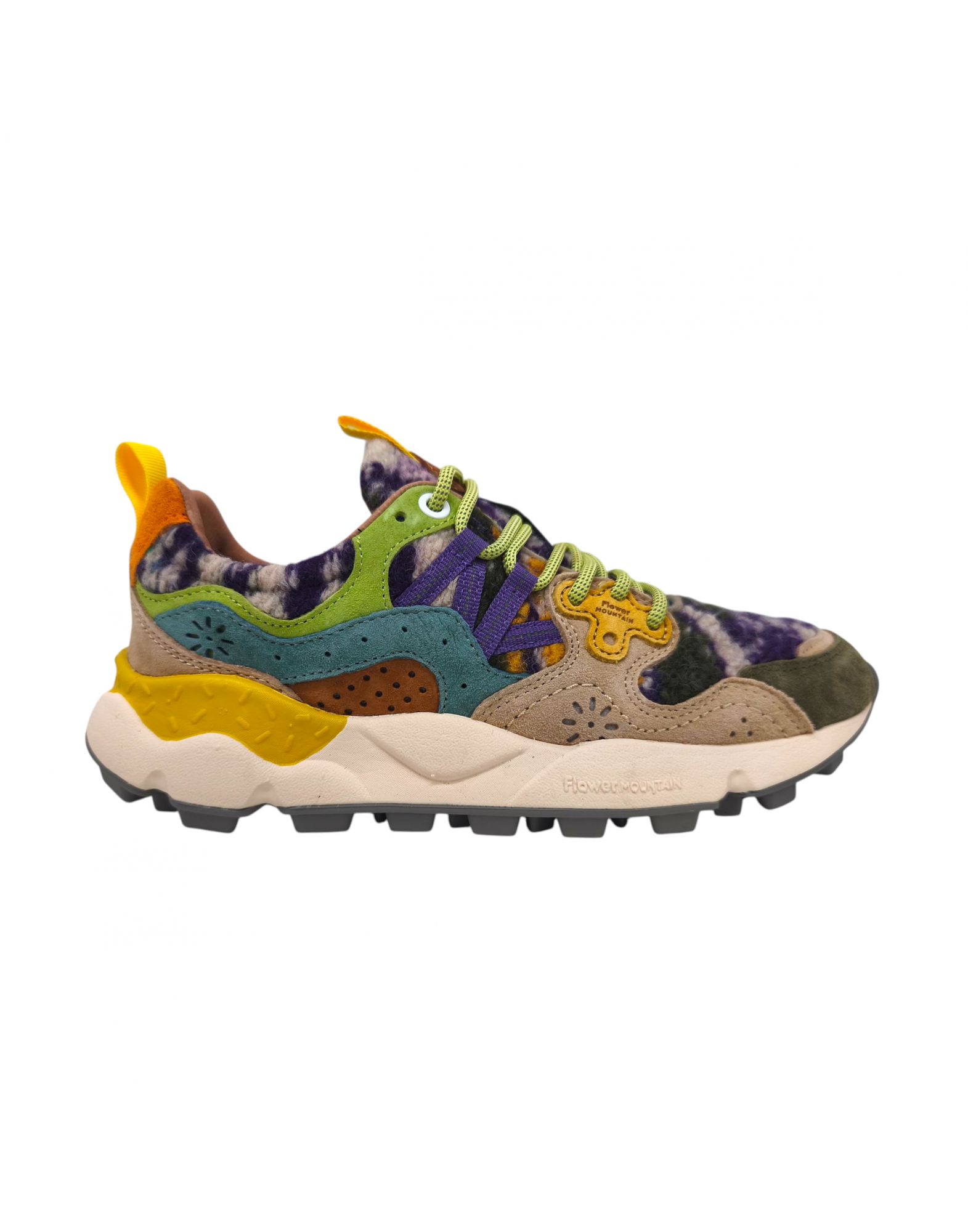 FLOW0012017817301B45 Frau Yamano 3 Teddy Turnschuhe Grey/Taupe/Dark Green - Fabbrica Ski Sises Biella