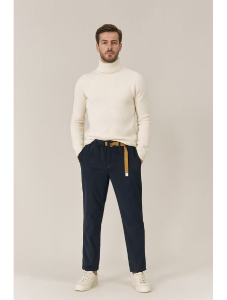 WHIT25WSU6605037 Men's Greg Classic Trousers Navy Blue - Fabbrica Ski Sises Biella