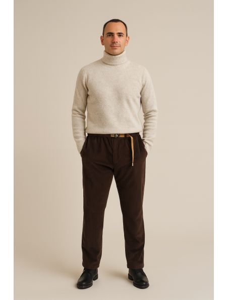 WHIT25WSU6618181 Men's Greg Velluto Trousers Brown - Fabbrica Ski Sises Biella