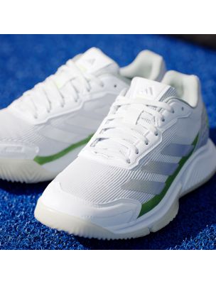 ADIDAS Scarpe da Padel Courtquick Donna Cloud White/Silver Metallic/Lucid Lemon - Fabbrica Ski Sises Biella