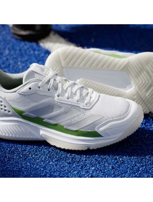 ADIDAS Scarpe da Padel Courtquick Donna Cloud White/Silver Metallic/Lucid Lemon - Fabbrica Ski Sises Biella