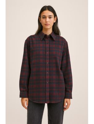 TRUE NYC Camicia Flanella Check Donna Blue Wash - Fabbrica Ski Sises Biella