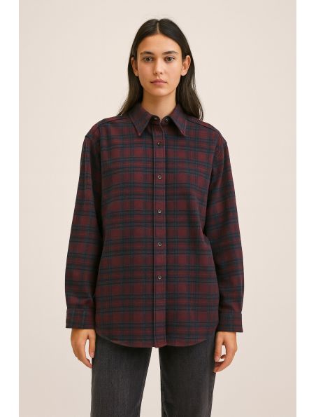 TRUE NYC Camicia Flanella Check Donna Blue Wash - Fabbrica Ski Sises Biella