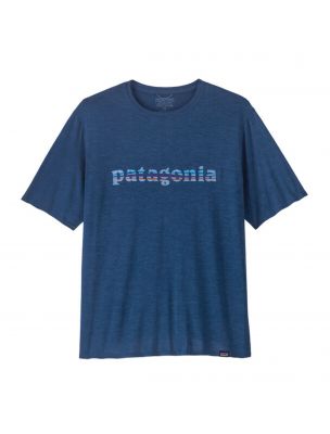PATAGONIA T-shirt Cap Cool Daily Graphic Uomo 73 Text Logo/Clement Blue - Fabbrica Ski Sises Biella