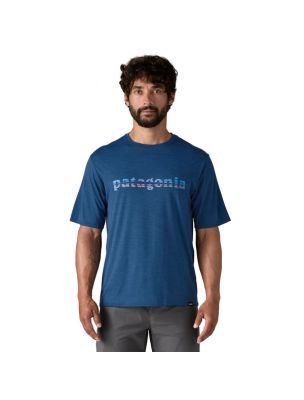PATAGONIA T-shirt Cap Cool Daily Graphic Uomo 73 Text Logo/Clement Blue - Fabbrica Ski Sises Biella