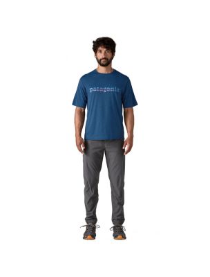 PATAGONIA T-shirt Cap Cool Daily Graphic Uomo 73 Text Logo/Clement Blue - Fabbrica Ski Sises Biella