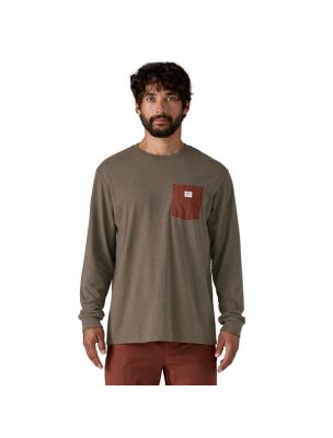 PATAGONIA T-shirt Shop Sticker Pocket Responsibili Uomo Marlow Brown - Fabbrica Ski Sises Biella