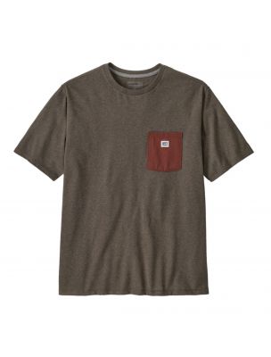 MOROP37837MRLB Men's Shop Sticker Pocket Responsibili T-shirt Marlow Brown - Fabbrica Ski Sises Biella