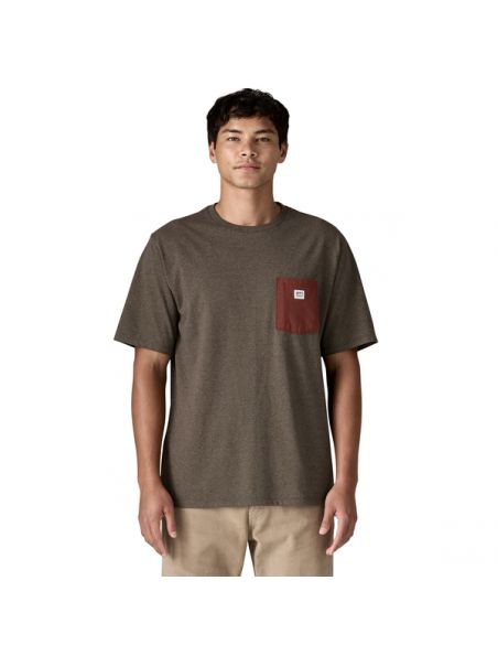 MOROP37837MRLB Mann Shop Sticker Pocket Responsibili T-shirt Marlow Brown - Fabbrica Ski Sises Biella