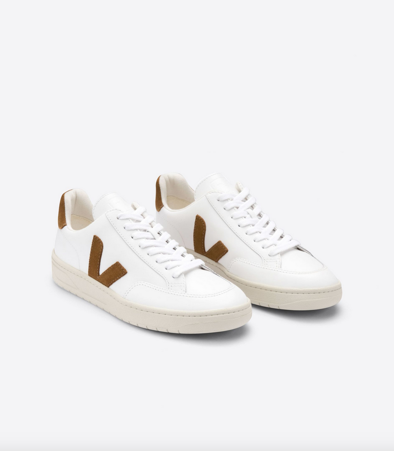 VEJA - Scarpe V-12 Uomo Bianca inserti Cammello
