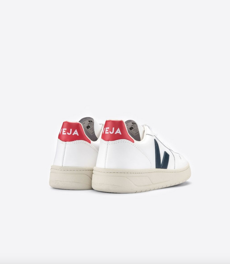 VEJA - Scarpe V-10 Donna Bianca inserti Blu/Rosso