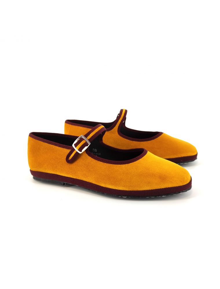 Scarpe Friulane Mary Jane Donna Senape