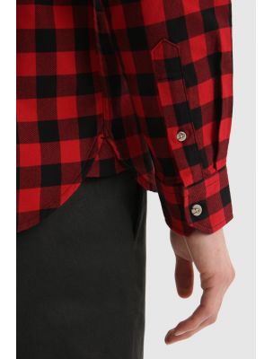 WOOLRICH Camicia Traditional Flannel Uomo Rossa - Fabbrica Ski Sises Biella