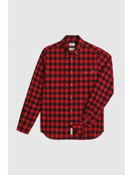 WOOLRICH Camicia Traditional Flannel Uomo Rossa - Fabbrica Ski Sises Biella