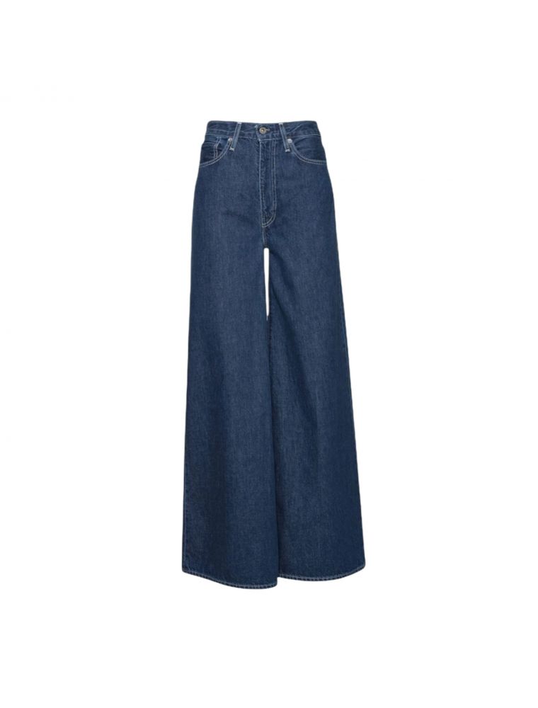 Pantaloni Full Flare Donna Orbit Rinse-Blue