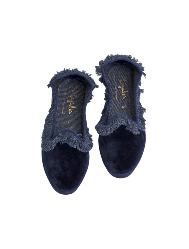 Scarpe Friulana Venezia Frangia Donna Blu/Denim