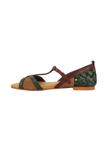 BEAT43C033277COL365 Women's Kitten Sandals Forest/Brown - Fabbrica Ski Sises Biella