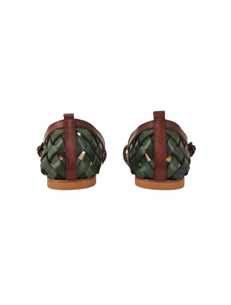 BEAT43C033277COL365 Women's Kitten Sandals Forest/Brown - Fabbrica Ski Sises Biella