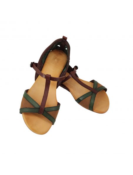 BEAT43C033277COL365 Women's Kitten Sandals Forest/Brown - Fabbrica Ski Sises Biella