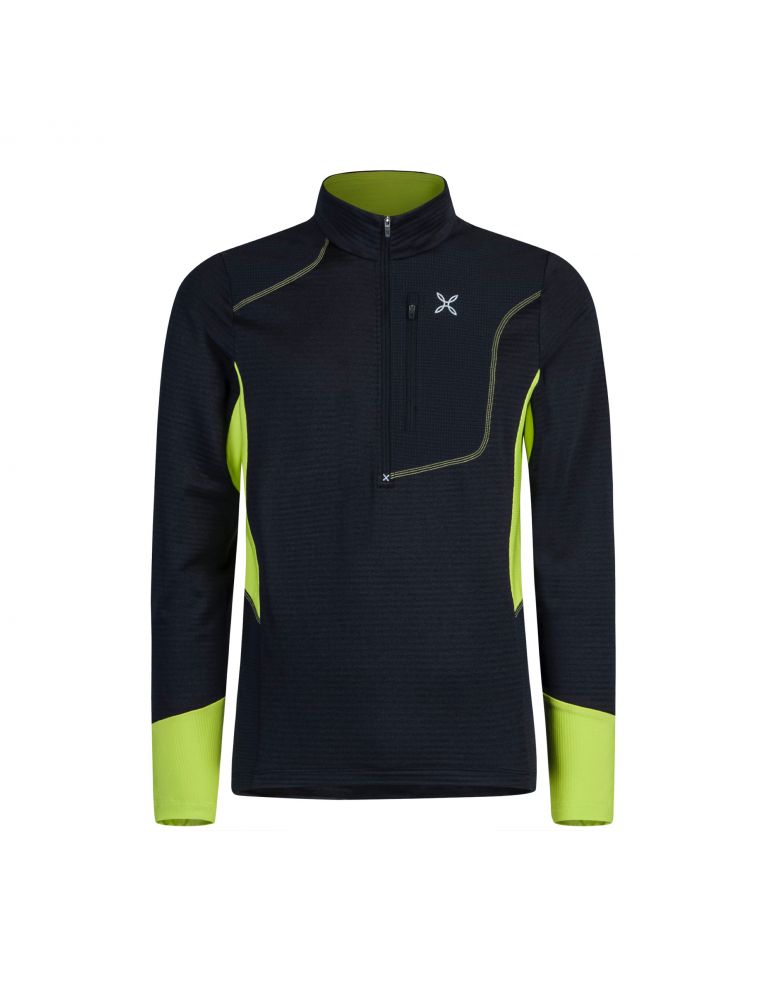 MONTURA Maglia Thermal Grid Anorak Uomo Nero/Verde Lime - Fabbrica Ski Sises Biella MONTURA Maglia Thermal Grid Anorak Uomo Nero/Verde Lime - Fabbrica Ski Sises Biella