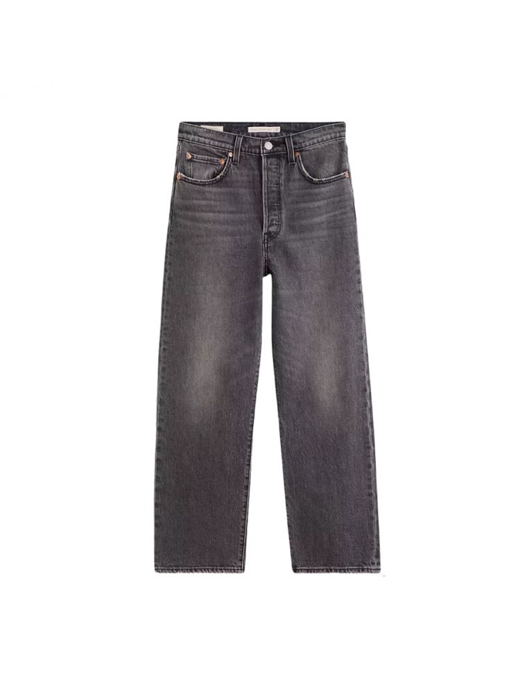 Pantaloni Ribcage Straight Ankle Donna Black Worn In