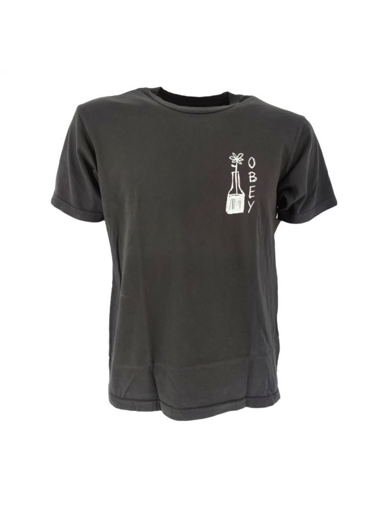 T-shirt Obey Flower Doodle 2 Uomo Faded Black