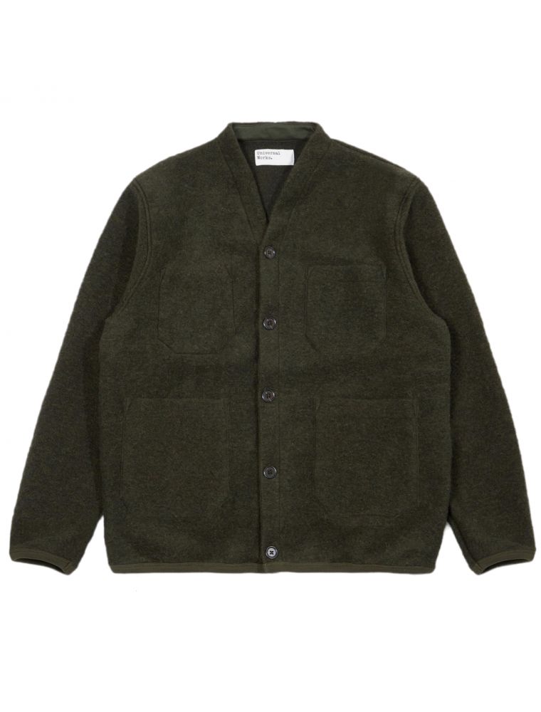 Maglia Cardigan Wool Fleece Uomo Olive