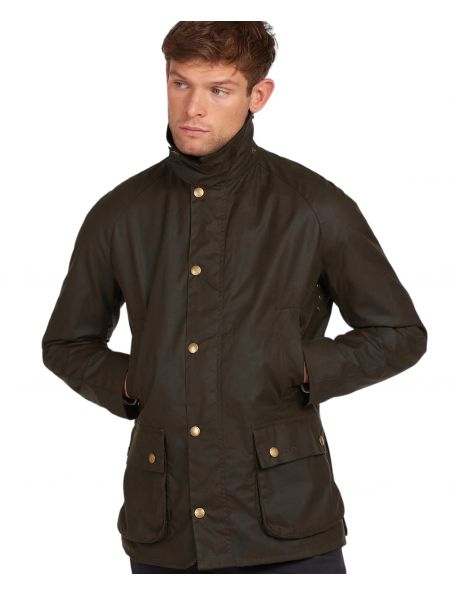 BARBMWX0339MWXOL71 Men's Ashby Wax Jacket Olive Green - Fabbrica Ski Sises Biella