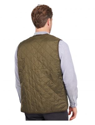 BARBMLI0002MLIOL91 Men's Polarquilt Waistcoat Zip-In Liner Vest Olive - Fabbrica Ski Sises Biella