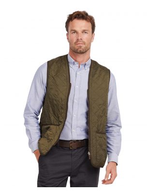 BARBMLI0002MLIOL91 Chaleco Polarquilt Waistcoat Zip-In Liner Hombre Olive - Fabbrica Ski Sises Biella