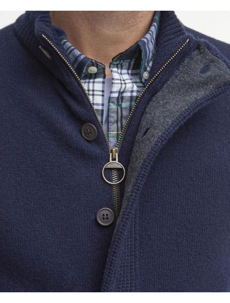BARBMKN0731MKNNY91 Mann Patch Zip Pullover Navy - Fabbrica Ski Sises Biella